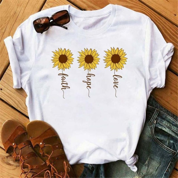 ZOGANKI Faith Hope Love  Casual T-shirt Women T Shirt Summer Casual Short Sleeve Harajuku Tops New Graphic Woman Tees Black Tops