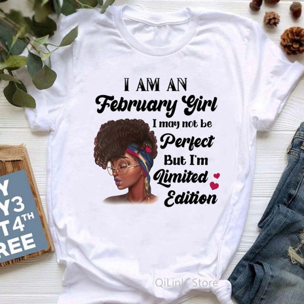 Limited Edition Black Girl Magic Tshirt Women Graphic T Shirts Summer Femme January to December Month T-Shirt 90s Birthday Gift