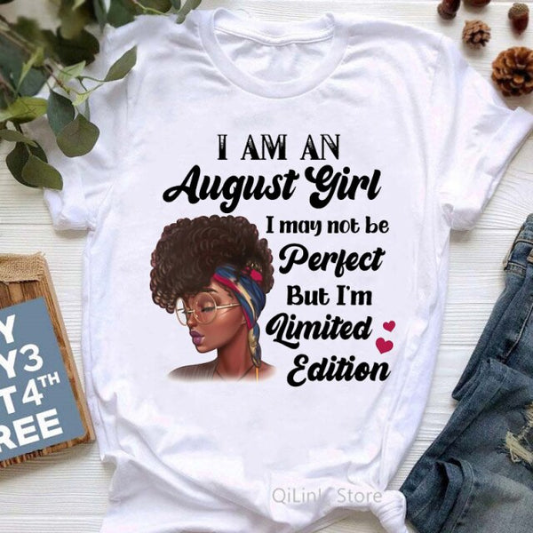 Limited Edition Black Girl Magic Tshirt Women Graphic T Shirts Summer Femme January to December Month T-Shirt 90s Birthday Gift