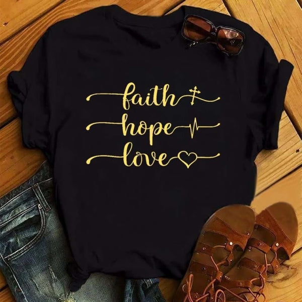 WVIOCE  Funny Love Heart Casual Women T-shirt Summer Short Sleeve Harajuku Female Tops New Graphic Girl Black Tops 27933