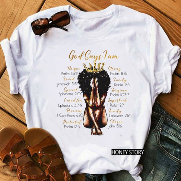 God Says You Are Black Girl is Beautiful Magic Tshirt Melanin Women T Shirt Femme Black Lives Matter Juneteenth Tops