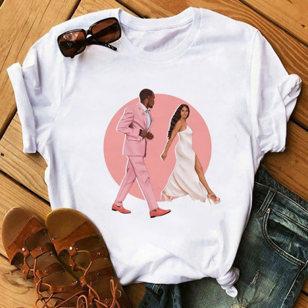 Poppin Mom T Shirt Casual T Shirt Women Black African Curly Hair girl Printed Tshirt Femme Harajuku Clothes Female T-shirt Tops