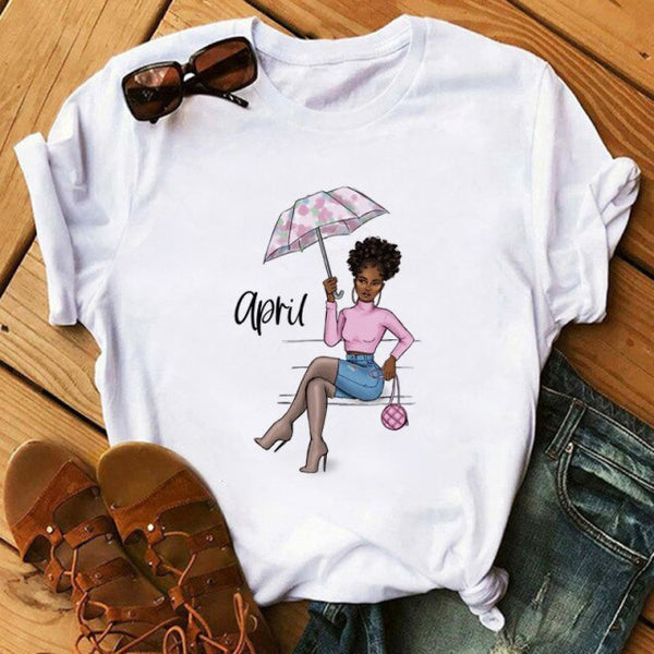 Poppin Mom T Shirt Casual T Shirt Women Black African Curly Hair girl Printed Tshirt Femme Harajuku Clothes Female T-shirt Tops