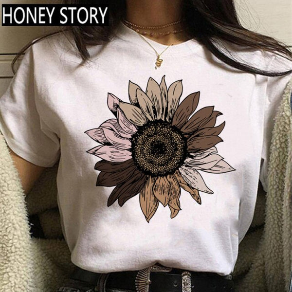 FIXSYS Kawaii Melanin T Shirt Women Funny Black African Curly Hair Girl Graphic Tees Cartoon T-shirt Aesthetic Tshirt