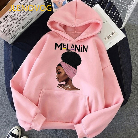 Fashion black girl magic hoodies women melanin poppin sweatshirt women BLM velcet thick wning coat winter autumn clothes