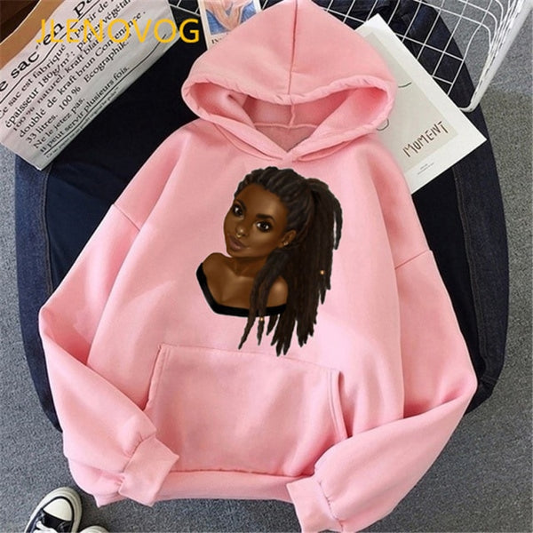 Fashion black girl magic hoodies women melanin poppin sweatshirt women BLM velcet thick wning coat winter autumn clothes