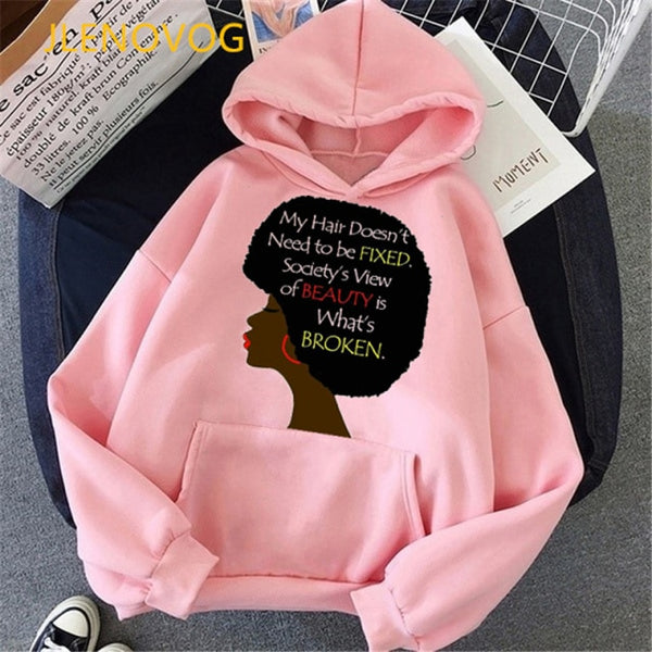 Fashion black girl magic hoodies women melanin poppin sweatshirt women BLM velcet thick wning coat winter autumn clothes