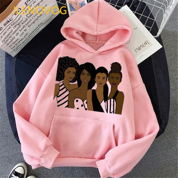 Fashion black girl magic hoodies women melanin poppin sweatshirt women BLM velcet thick wning coat winter autumn clothes