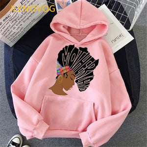 Fashion black girl magic hoodies women melanin poppin sweatshirt women BLM velcet thick wning coat winter autumn clothes