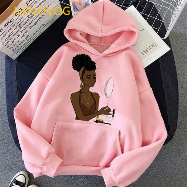 Fashion black girl magic hoodies women melanin poppin sweatshirt women BLM velcet thick wning coat winter autumn clothes