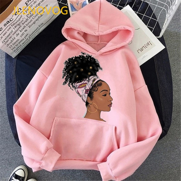 Fashion black girl magic hoodies women melanin poppin sweatshirt women BLM velcet thick wning coat winter autumn clothes