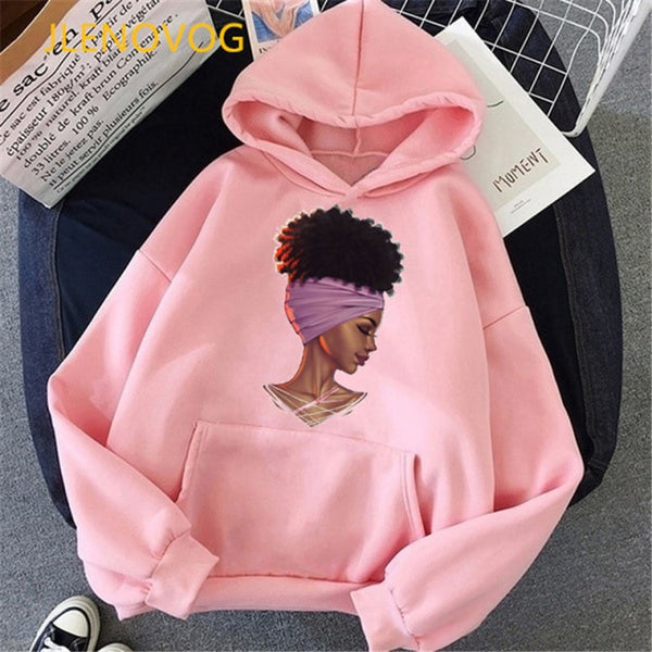 Fashion black girl magic hoodies women melanin poppin sweatshirt women BLM velcet thick wning coat winter autumn clothes