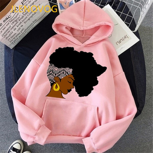 Fashion black girl magic hoodies women melanin poppin sweatshirt women BLM velcet thick wning coat winter autumn clothes