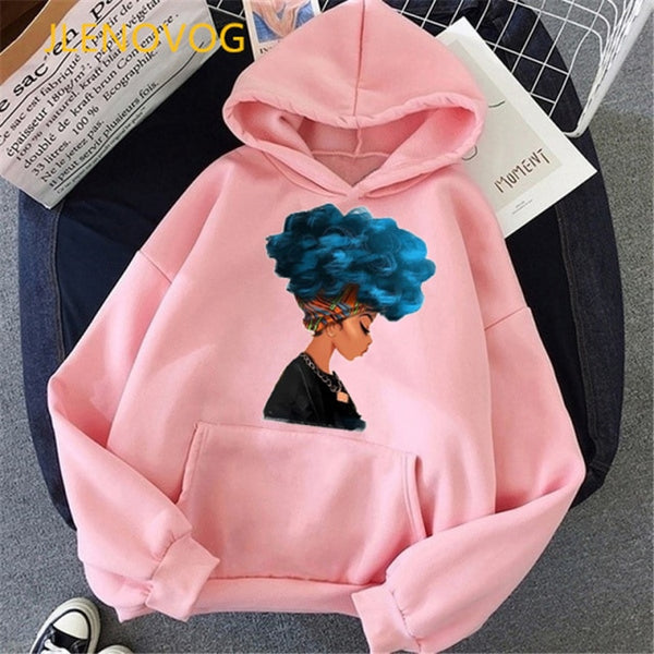 Fashion black girl magic hoodies women melanin poppin sweatshirt women BLM velcet thick wning coat winter autumn clothes