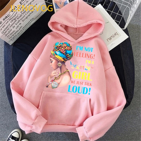 Fashion black girl magic hoodies women melanin poppin sweatshirt women BLM velcet thick wning coat winter autumn clothes