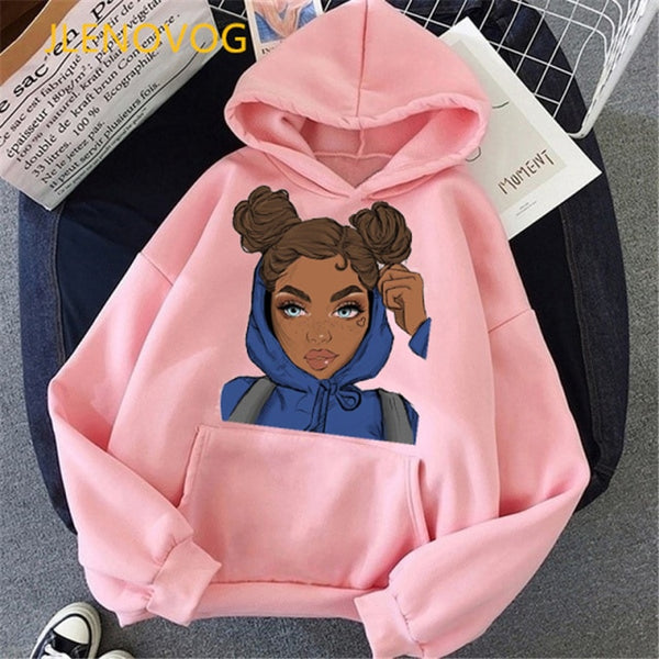 Fashion black girl magic hoodies women melanin poppin sweatshirt women BLM velcet thick wning coat winter autumn clothes