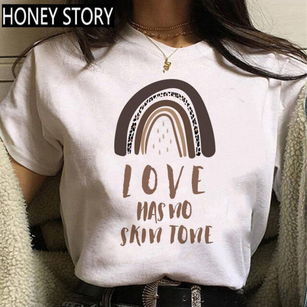Cartoon T-shirt Kawaii Melanin T Shirt Women Funny Black African Curly Hair Girl Graphic Tees Aesthetic Tshirt Female