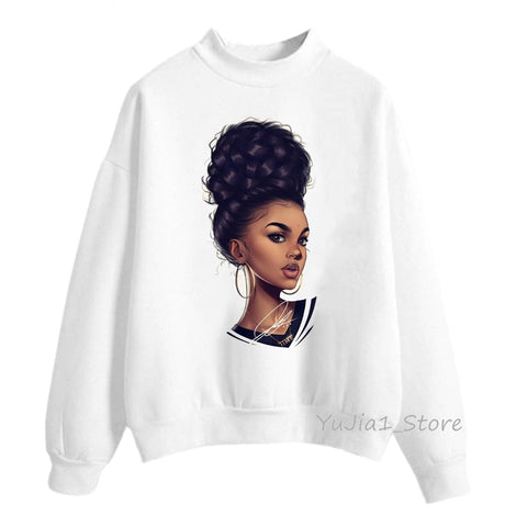 new arrival 2021 Melanin Poppin hoodies women clothing Beautiful black curly hairs girl printed sweatshirt women sudadera mujer