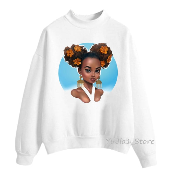 new arrival 2021 Melanin Poppin hoodies women clothing Beautiful black curly hairs girl printed sweatshirt women sudadera mujer