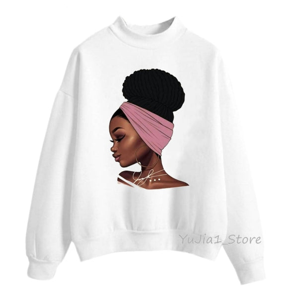 new arrival 2021 Melanin Poppin hoodies women clothing Beautiful black curly hairs girl printed sweatshirt women sudadera mujer