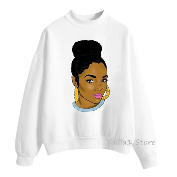 new arrival 2021 Melanin Poppin hoodies women clothing Beautiful black curly hairs girl printed sweatshirt women sudadera mujer