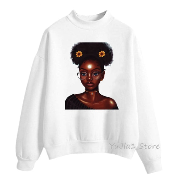 new arrival 2021 Melanin Poppin hoodies women clothing Beautiful black curly hairs girl printed sweatshirt women sudadera mujer