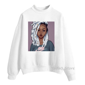 new arrival 2021 Melanin Poppin hoodies women clothing Beautiful black curly hairs girl printed sweatshirt women sudadera mujer