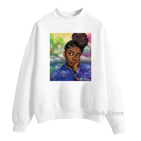 new arrival 2021 Melanin Poppin hoodies women clothing Beautiful black curly hairs girl printed sweatshirt women sudadera mujer