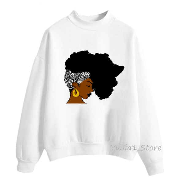 new arrival 2021 Melanin Poppin hoodies women clothing Beautiful black curly hairs girl printed sweatshirt women sudadera mujer