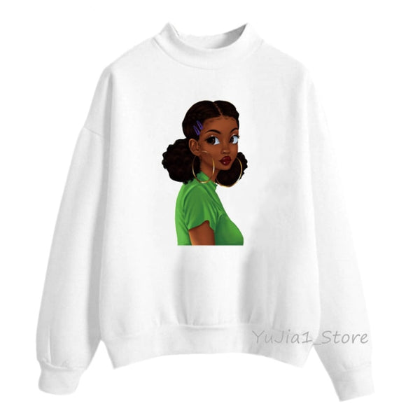 new arrival 2021 Melanin Poppin hoodies women clothing Beautiful black curly hairs girl printed sweatshirt women sudadera mujer