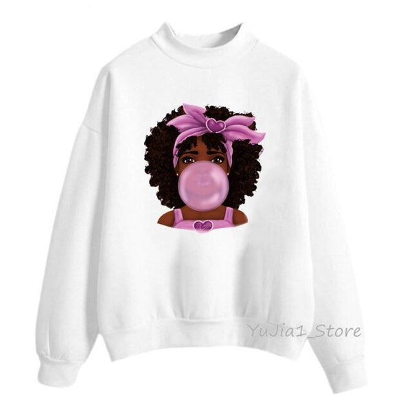 new arrival 2021 Melanin Poppin hoodies women clothing Beautiful black curly hairs girl printed sweatshirt women sudadera mujer