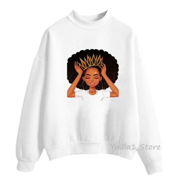 new arrival 2021 Melanin Poppin hoodies women clothing Beautiful black curly hairs girl printed sweatshirt women sudadera mujer