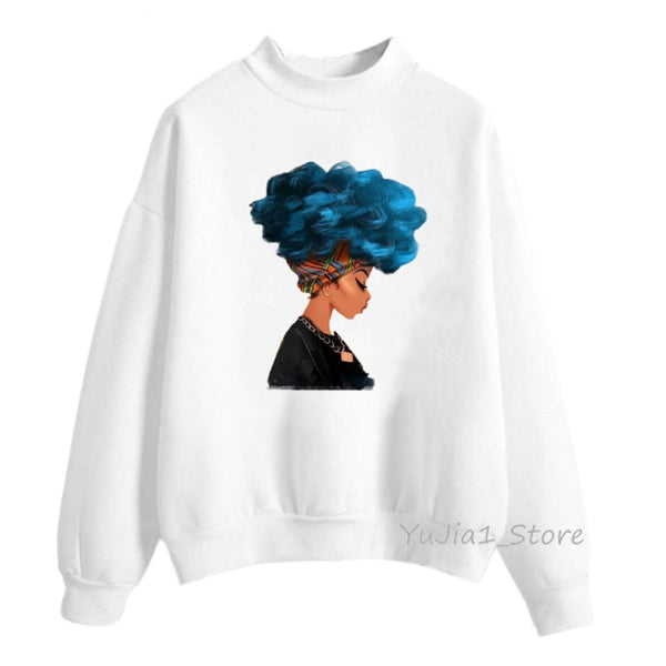 new arrival 2021 Melanin Poppin hoodies women clothing Beautiful black curly hairs girl printed sweatshirt women sudadera mujer