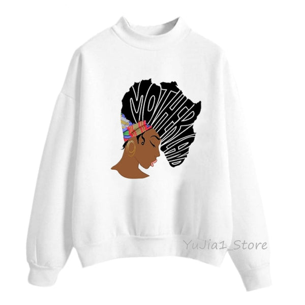 new arrival 2021 Melanin Poppin hoodies women clothing Beautiful black curly hairs girl printed sweatshirt women sudadera mujer