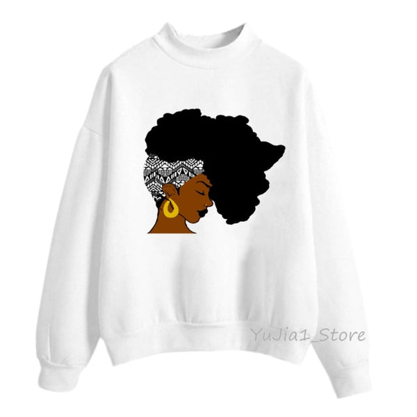 new arrival 2021 Melanin Poppin hoodies women clothing Beautiful black curly hairs girl printed sweatshirt women sudadera mujer