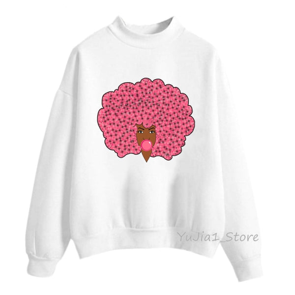 new arrival 2021 Melanin Poppin hoodies women clothing Beautiful black curly hairs girl printed sweatshirt women sudadera mujer