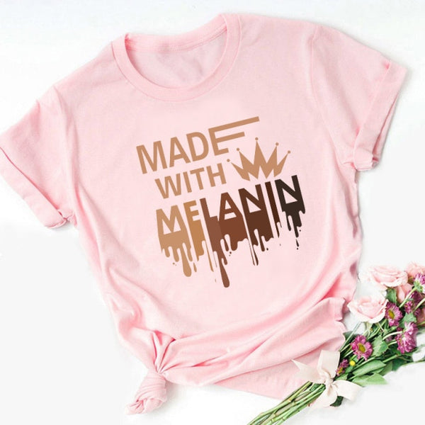 ZOGANKIN Cartoon T-shirt Kawaii Melanin Shirts Women Black African Curly Hair Girl Lips Graphic Tops Aesthetic Clothes