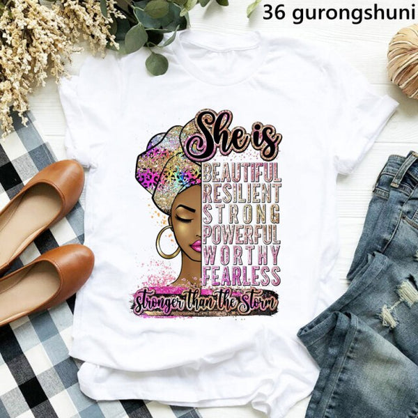 watercolor she got mad hustle and a dope soul Tshirt femme print graphic tees women melanin black girl magic t-shirt streetwear