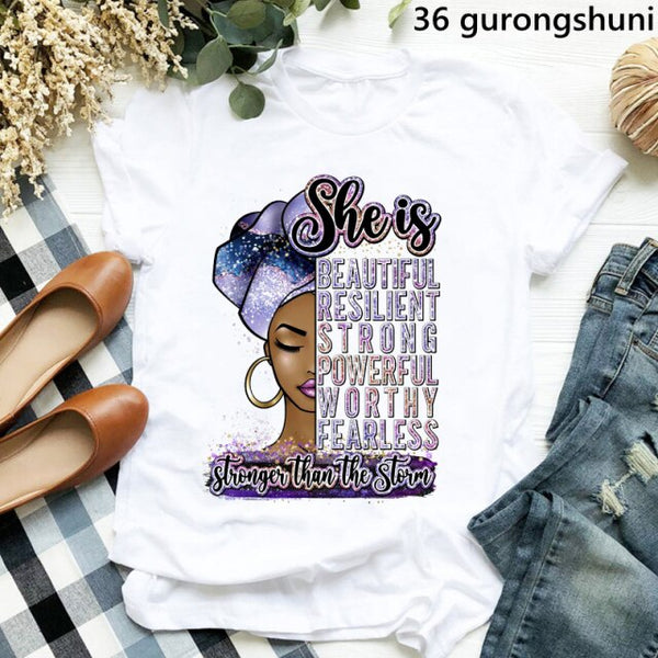 watercolor she got mad hustle and a dope soul Tshirt femme print graphic tees women melanin black girl magic t-shirt streetwear