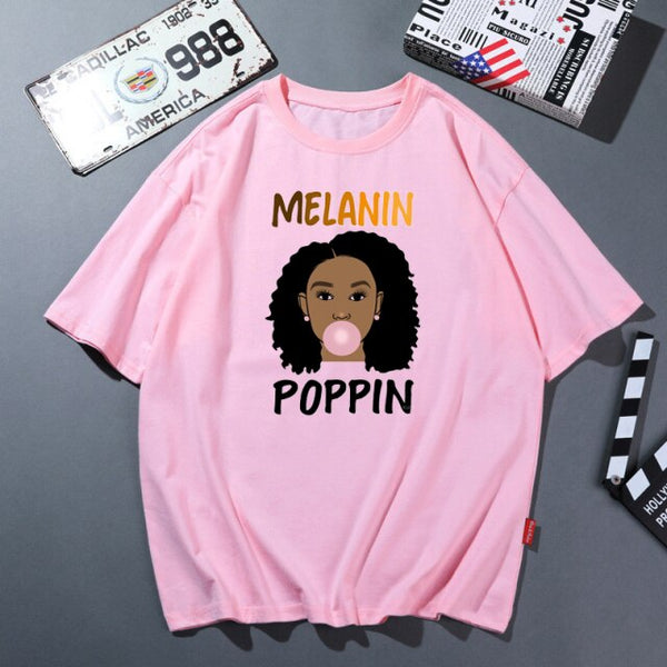 Unapologetically Dope Melanin Poppin Graphic Tshirts Women Black Girls Blowing Bubbles T Shirt Femme Female T-Shirt Streetwear