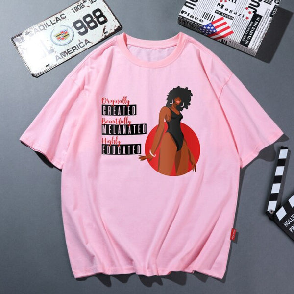 Unapologetically Dope Melanin Poppin Graphic Tshirts Women Black Girls Blowing Bubbles T Shirt Femme Female T-Shirt Streetwear