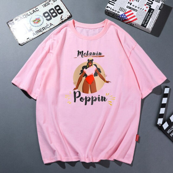 Unapologetically Dope Melanin Poppin Graphic Tshirts Women Black Girls Blowing Bubbles T Shirt Femme Female T-Shirt Streetwear