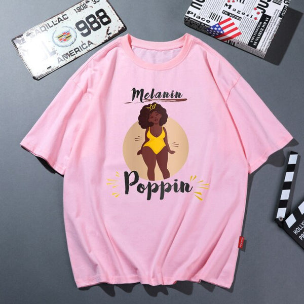 Unapologetically Dope Melanin Poppin Graphic Tshirts Women Black Girls Blowing Bubbles T Shirt Femme Female T-Shirt Streetwear