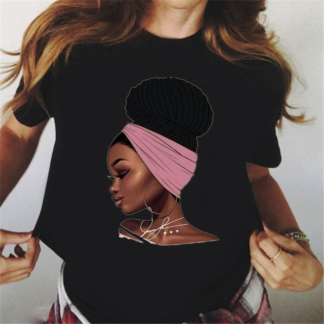 Unapologetically Dope Melanin Poppin Graphic Tshirts Women Black Girls Blowing Bubbles T Shirt Femme Female T-Shirt Streetwear