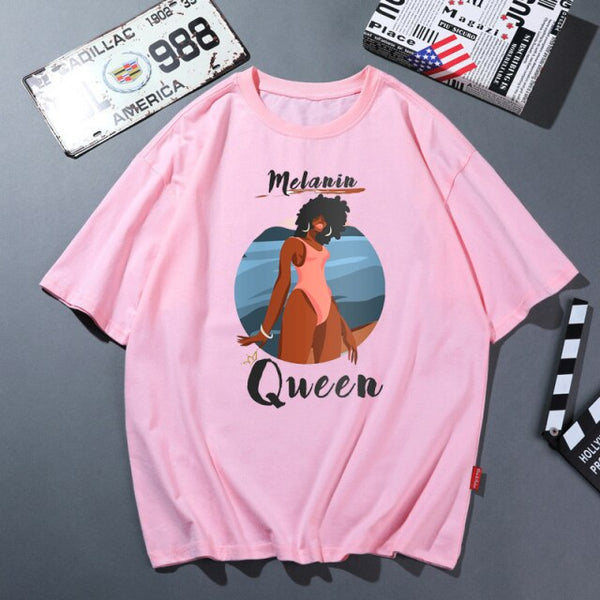 Unapologetically Dope Melanin Poppin Graphic Tshirts Women Black Girls Blowing Bubbles T Shirt Femme Female T-Shirt Streetwear