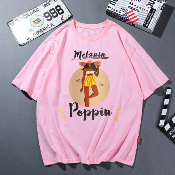 Unapologetically Dope Melanin Poppin Graphic Tshirts Women Black Girls Blowing Bubbles T Shirt Femme Female T-Shirt Streetwear