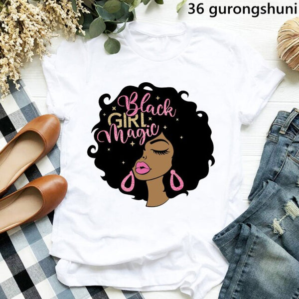 Unapologetically Dope Melanin Poppin Graphic Tshirts Women Black Girls Blowing Bubbles T Shirt Femme Female T-Shirt Streetwear