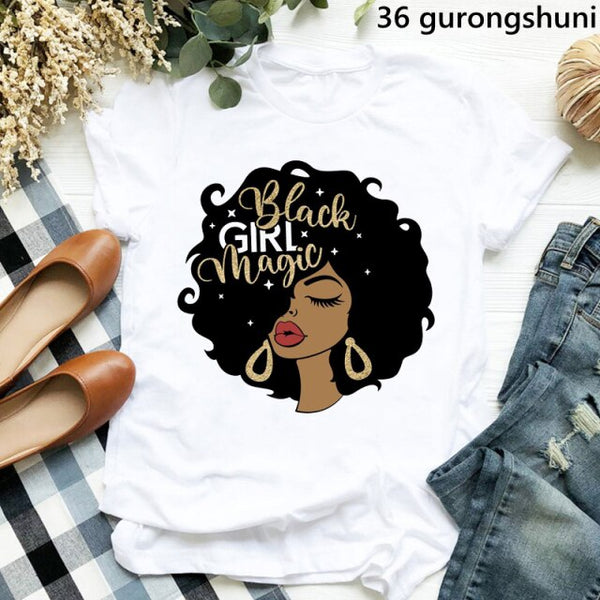 Unapologetically Dope Melanin Poppin Graphic Tshirts Women Black Girls Blowing Bubbles T Shirt Femme Female T-Shirt Streetwear