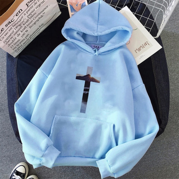 Black friday Funny Christian Cross God Jesus Faith Hope Graphic Women Sweatshirt Aesthetic Harajuku Hoodies Hip Hop Streetwear