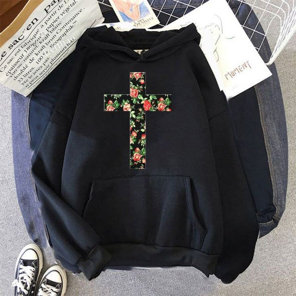 Black friday Funny Christian Cross God Jesus Faith Hope Graphic Women Sweatshirt Aesthetic Harajuku Hoodies Hip Hop Streetwear